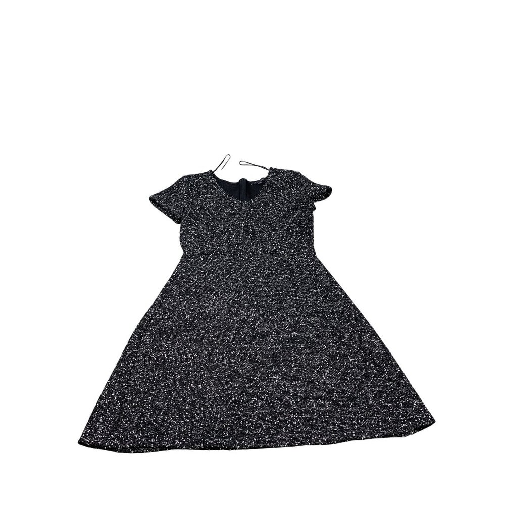 Hailey 23 Womens Medium Black Sparkle A-Line Dress Short Sleeve Zippered Back